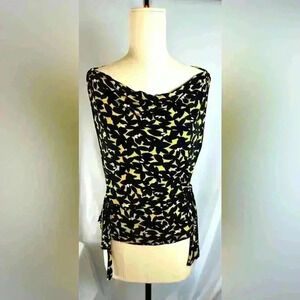 Gucci Women's Black Green Abstract Silk Sleeveless Tank Top Size Medium